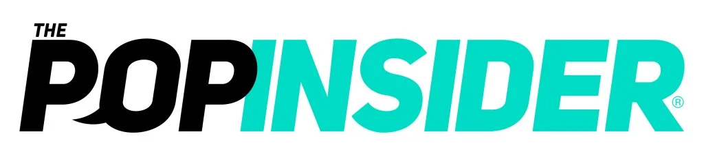 Logo of The Pop Insider featuring bold black and turquoise letters.