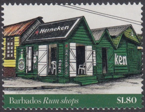 Barbados Rum Shops $1.80 stamp - Vernon's Cozy Bar, Rum Shop, Bridgetown