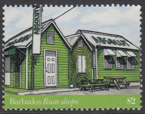 Barbados Rum Shops $2.00 stamp - The Watering Hole aka "The Absolut Watering Hole", Highway 7, Christ Church