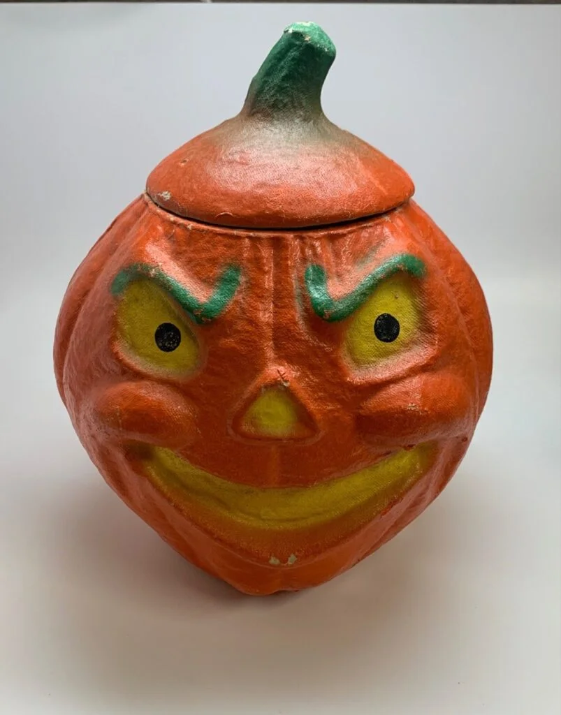 Vintage Halloween paper-mâché Jack-o’-lantern candy container,
