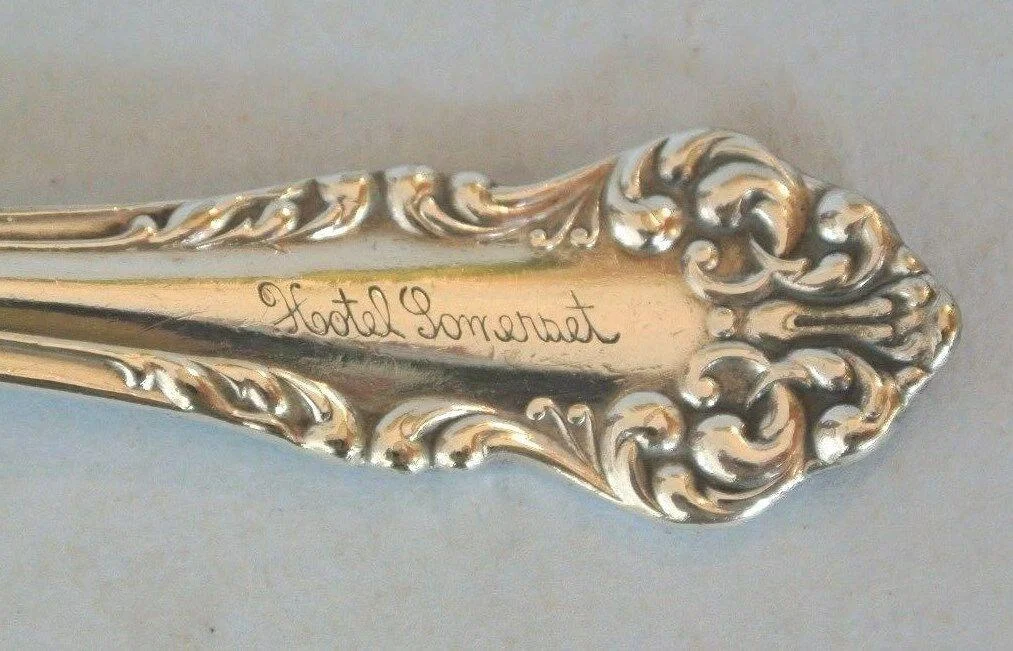 close up of the ornate silverplate design of the Oneida Avalon pattern