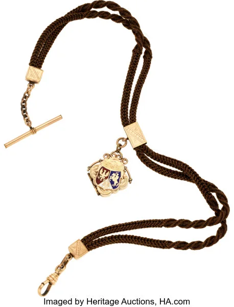  Victorian enameled hair watch chain.