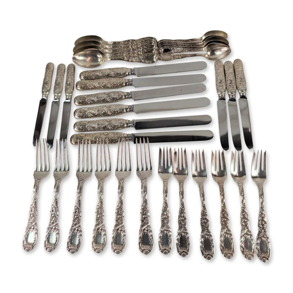 36-piece Tiffany & Company sterling flatware set in the “Chrysanthemum” pattern