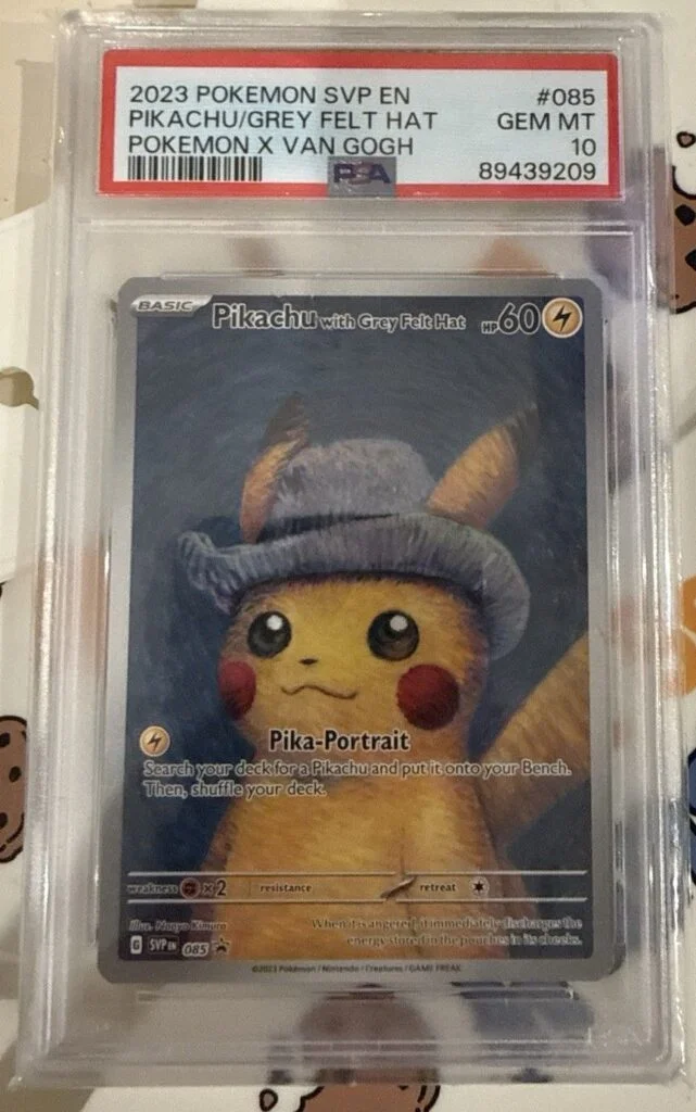 2023 Pokémon SVP EN Pikachu with Grey Felt Hat, a Van Gogh collaboration card graded PSA GEM MT 10